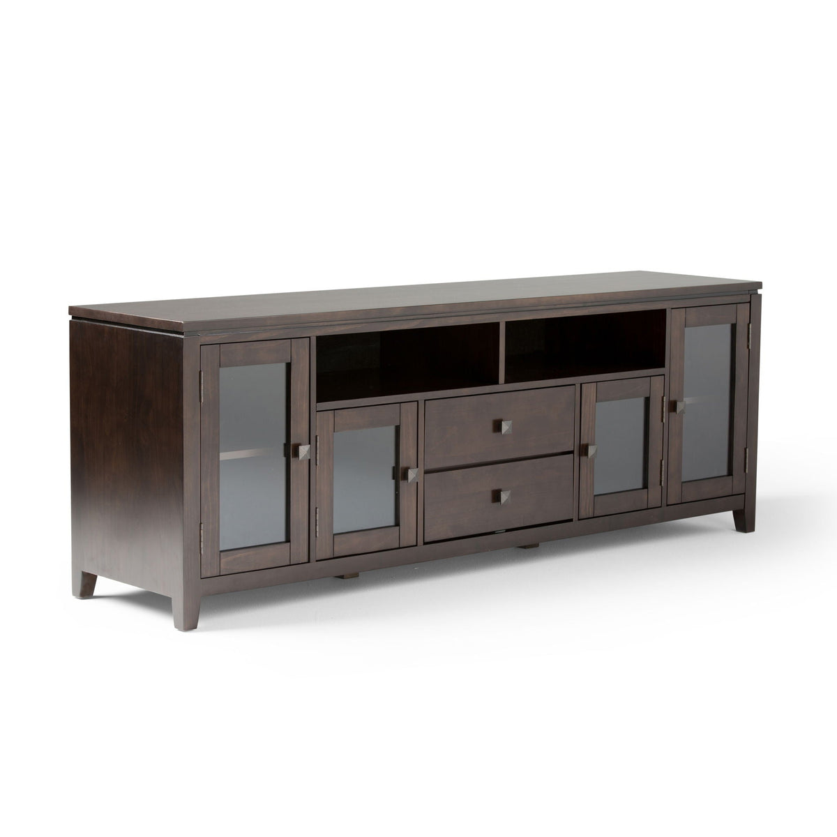 Mahogany Brown Wide TV Media Stand with Solid Wood Construction