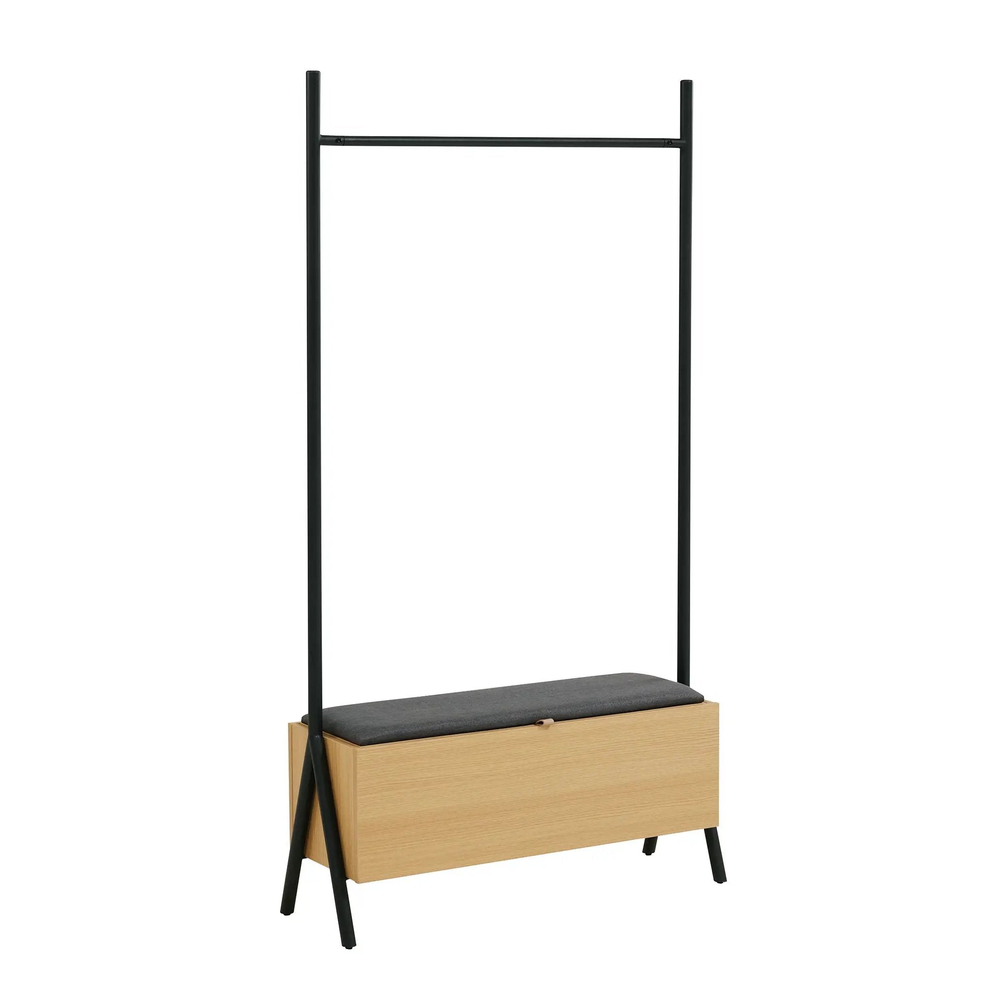 Paloma - Open Hanging Closet With Storage - Light Oak by HouseOfZazla