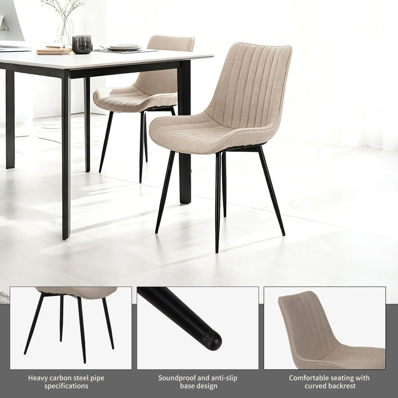 Dining Chair Set With Padded Backrests (Set of 4) - Beige by Unique Piece Furniture