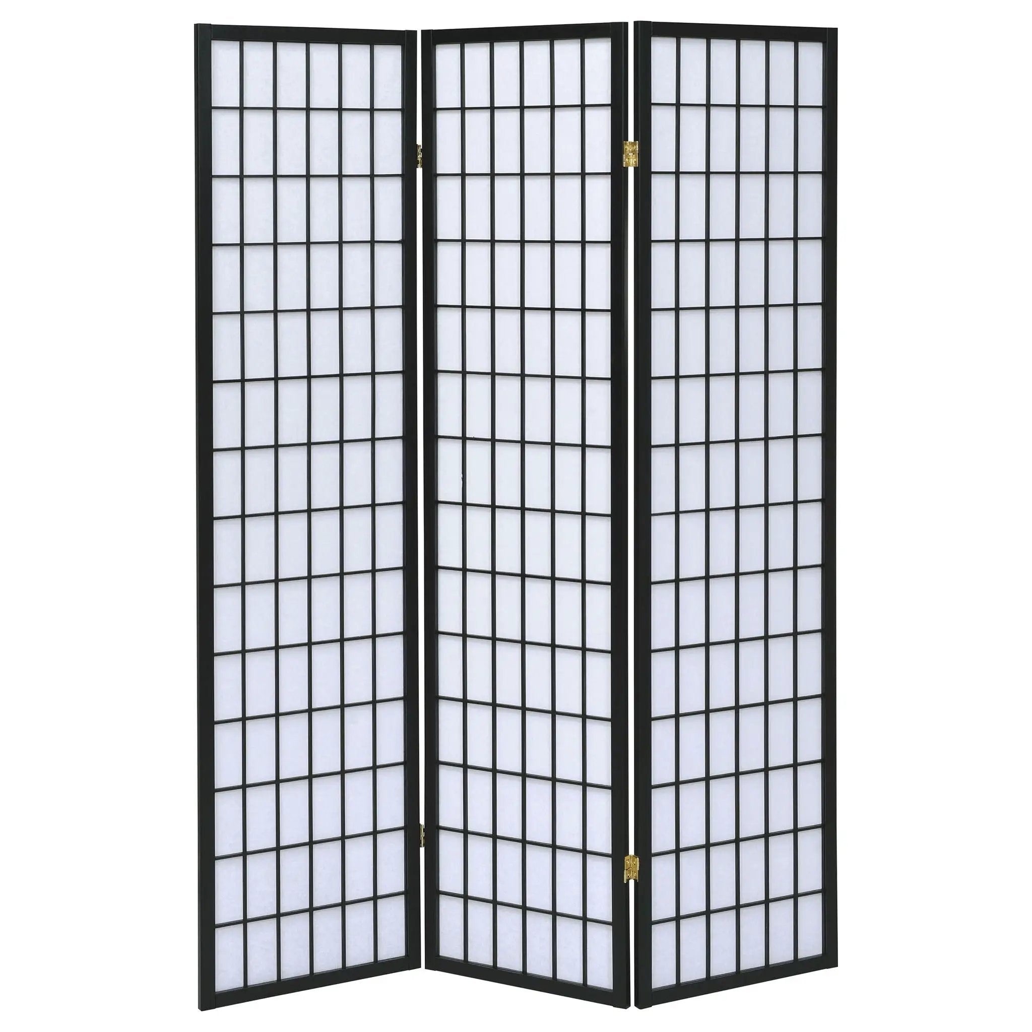 Carrie 3-Panel Room Divider Folding Shoji Screen Black by Unique Piece Furniture