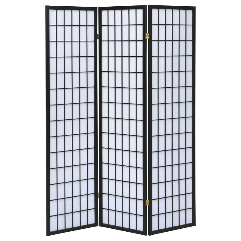 Carrie 3-Panel Room Divider Folding Shoji Screen Black by Unique Piece Furniture