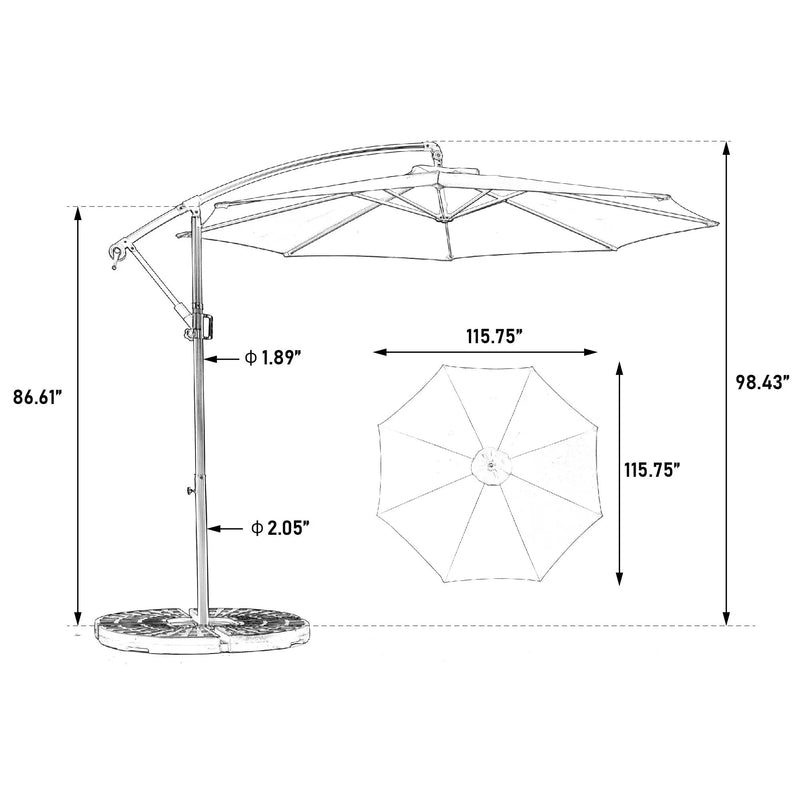 10ft Offset Hanging Market Patio Umbrella with Easy Tilt Adjustment by HouseOfZazla