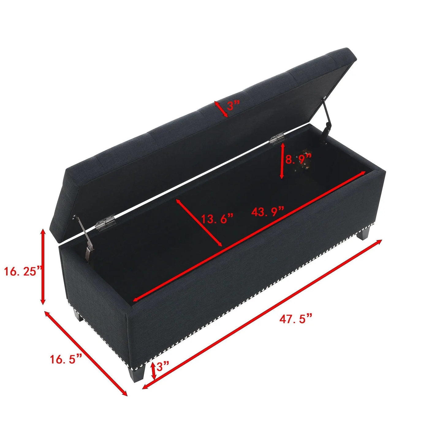 Button-Tufted Storage Ottoman With Safety Close Hinge by HouseOfZazla