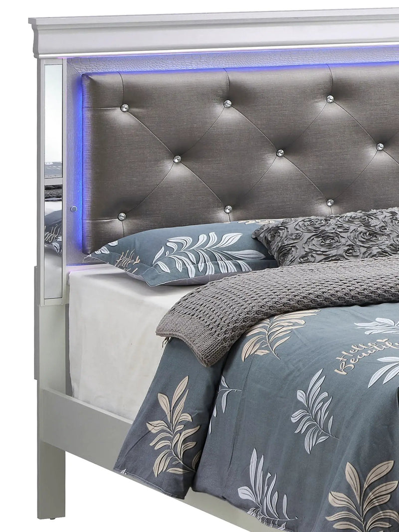 Bed With LED Light Accents Headboard by Unique Piece Furniture