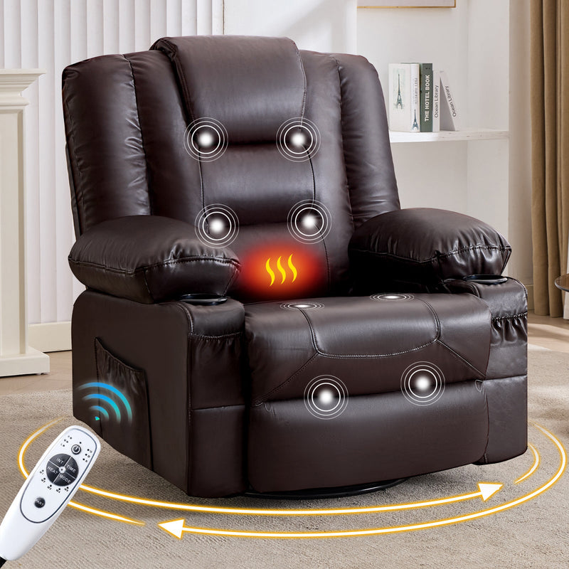 Rocker Recliner Chair with Massage and Heat - Leather