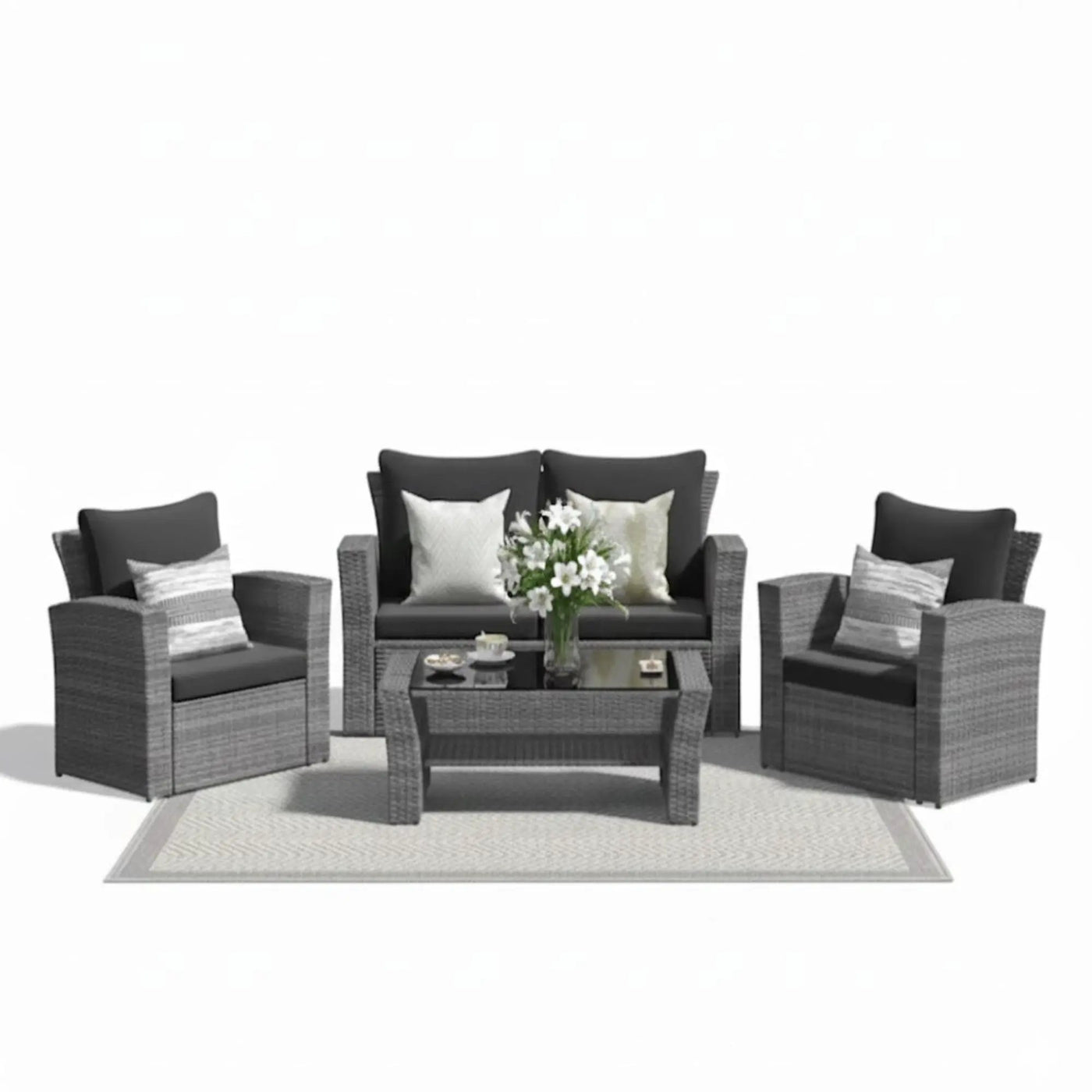 Modern Patio Set With Table And Cushions by HouseOfZazla