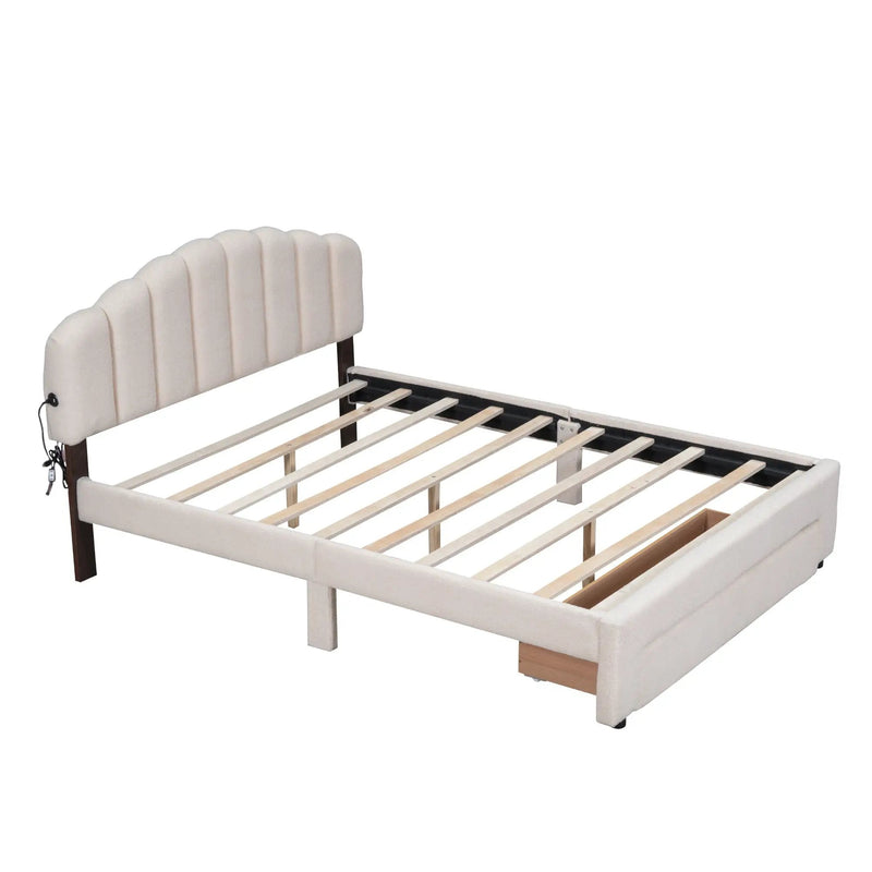 Upholstered Platform Bed With Drawer by Unique Piece Furniture