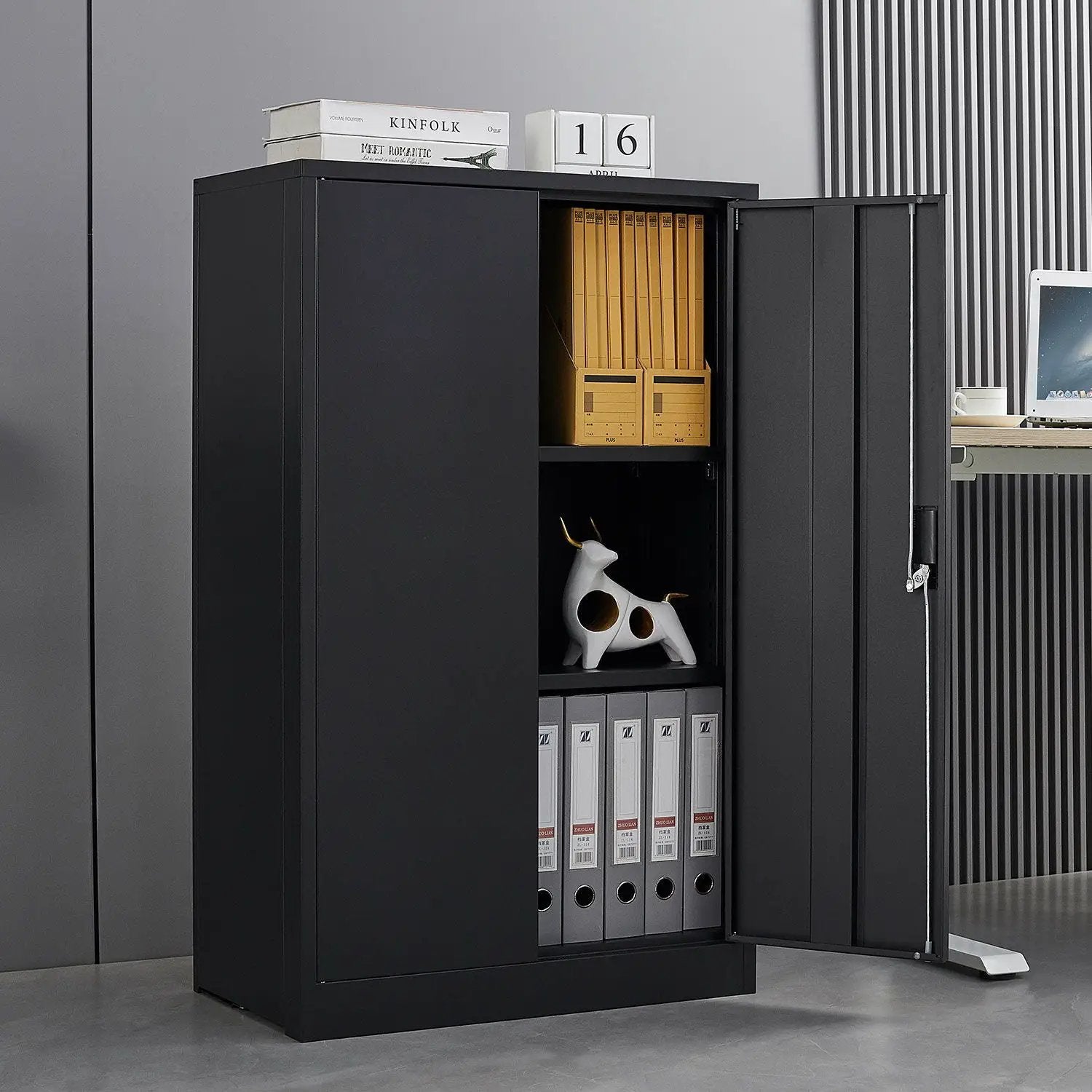 Metal Storage Cabinet With Locking Doors And Adjustable Shelf, Folding Filing Storage Cabinet, Folding Storage Locker Cabinet For Home Office, School, Garage by HouseOfZazla
