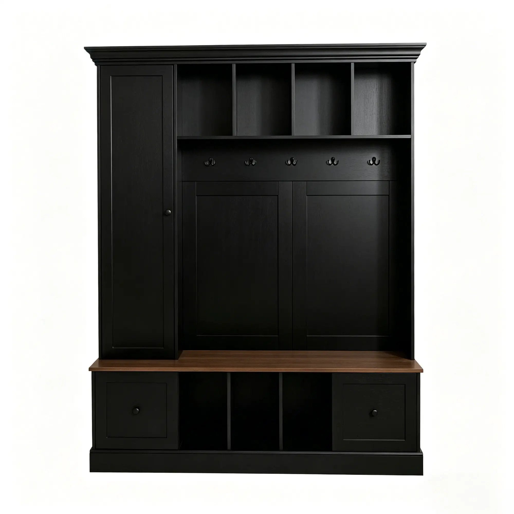 Vibe Haus 62.2'' Farmhouse Hall Tree with Shoe Storage Bench by HouseOfZazla