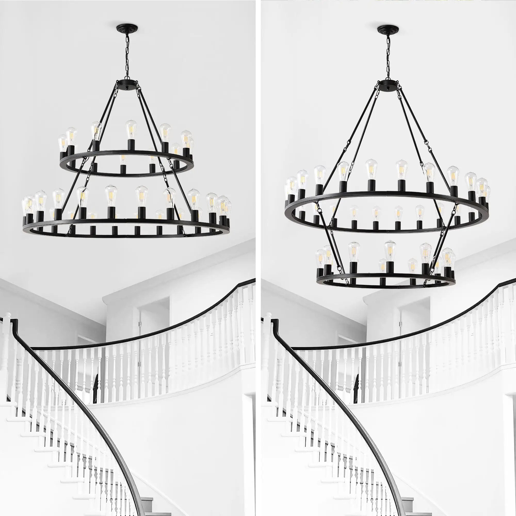 52 Inch Black Wagon Wheel Chandelier, 36-Lights by HouseOfZazla