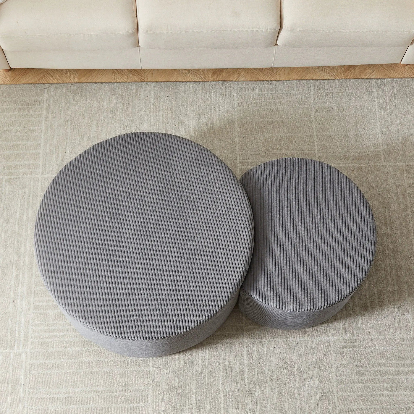Modern Upholstered Round Coffee Table For Living Room (Set of 2) by HouseOfZazla