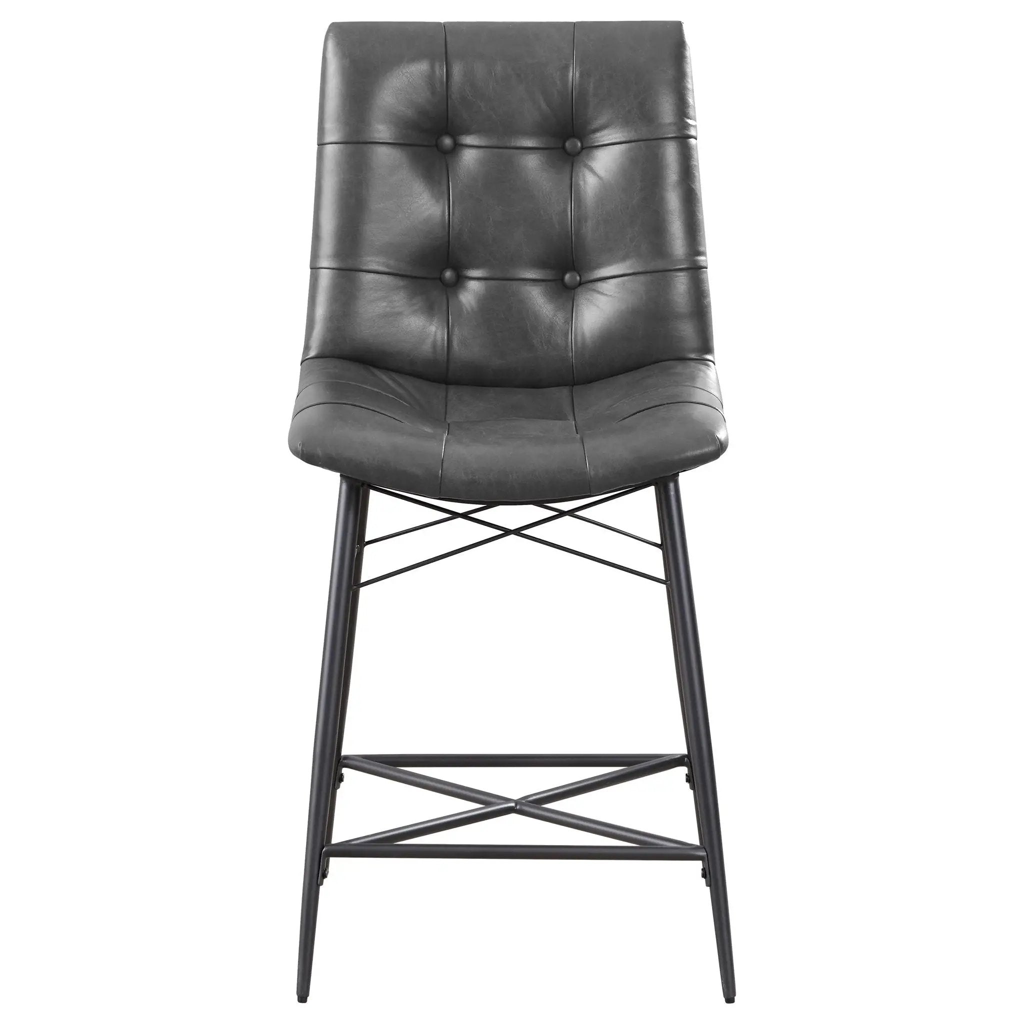 Aiken Upholstered Tufted Counter Chair Charcoal (Set of 2) by Unique Piece Furniture