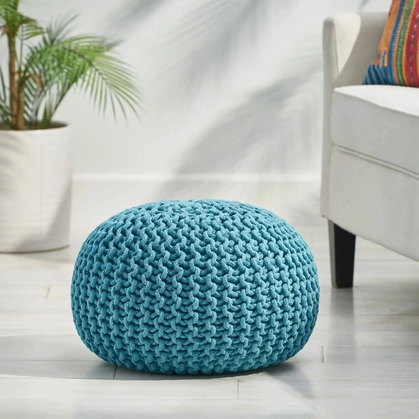 Moro Knitted Round Pouf With Pumpkin Shape by HouseOfZazla