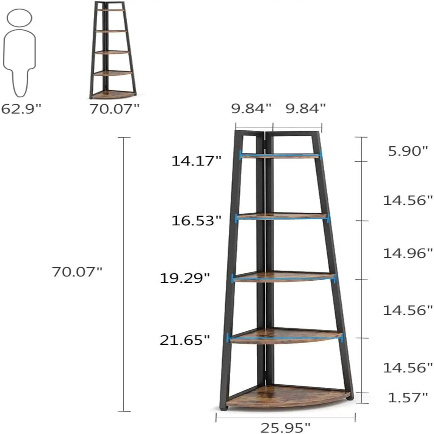 Tall 5 Tier Corner Bookshelf For Living Room by HouseOfZazla