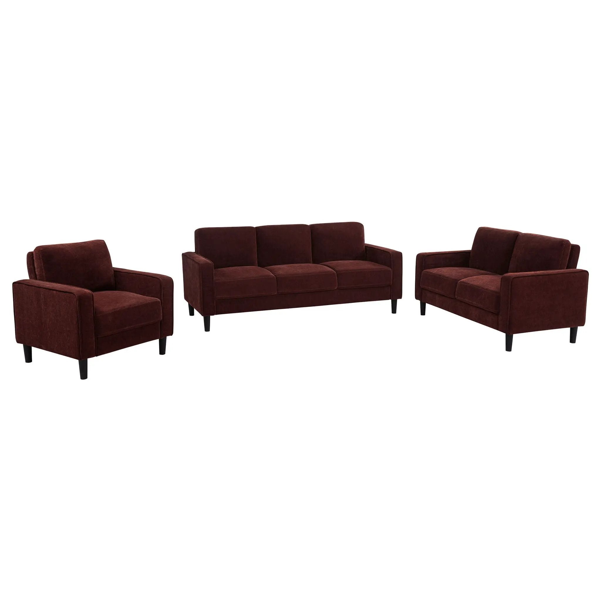 Ruth 3-piece Fabric Upholstered Track Arm Sofa Rust Red by Unique Piece Furniture