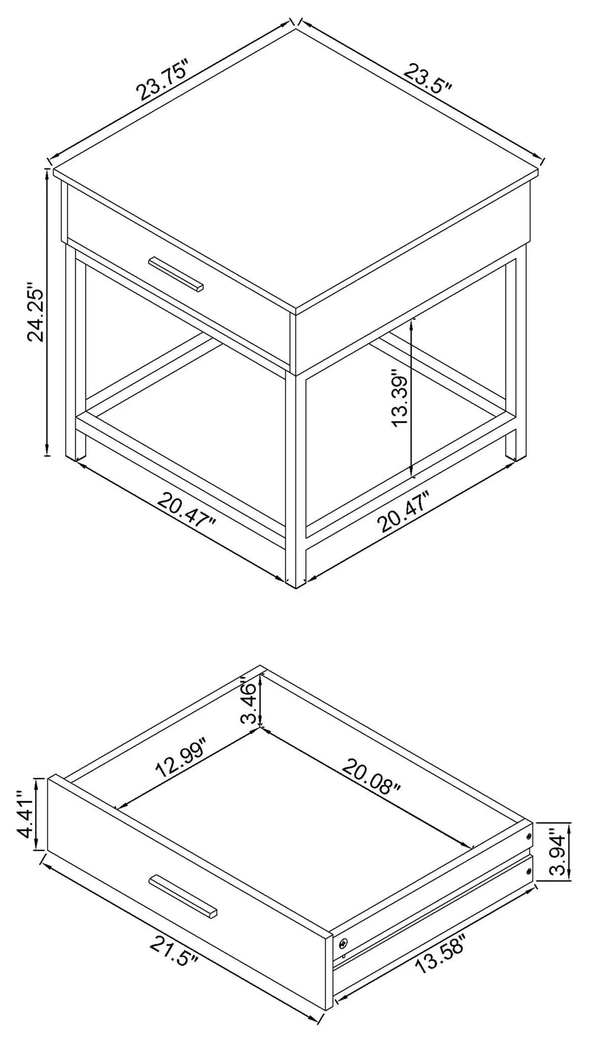Byers 1-drawer Square Engineered Wood End Table Brown Oak by Unique Piece Furniture