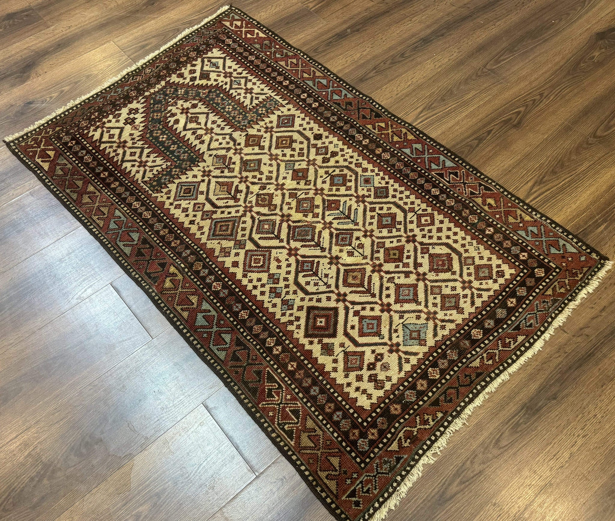 Antique Caucasian Shirvan Rug 3x5, Dagestan Prayer Rug, Collectible, Early 20th Century Rug by Jewel Rugs