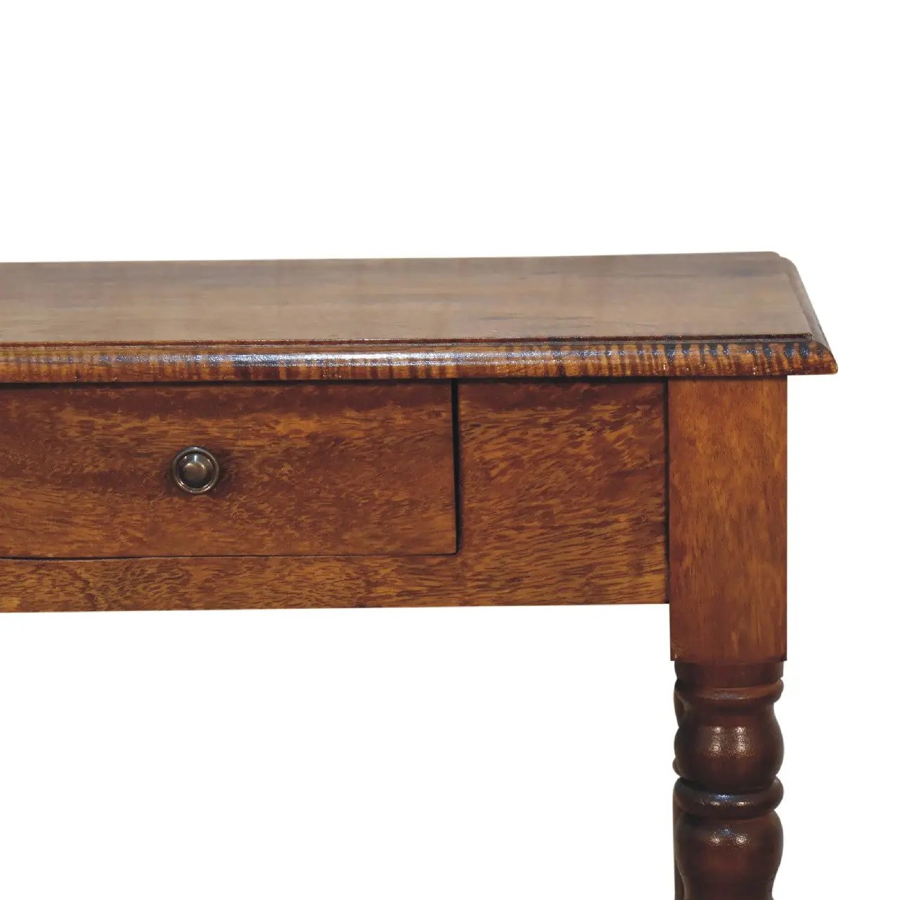Artisan Furniture Solid Wood Chestnut Turned Leg Writing Desk, 1-Drawer by HouseOfZazla