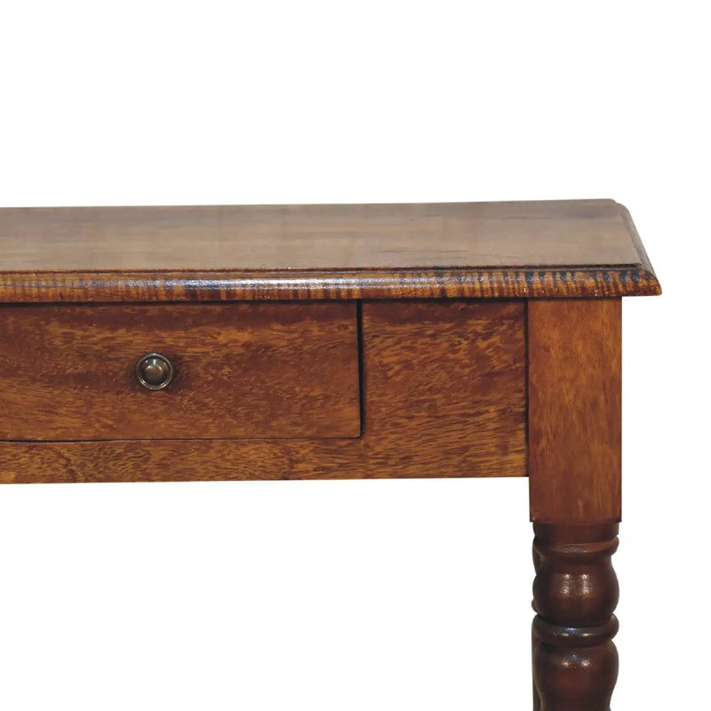 Artisan Furniture Solid Wood Chestnut Turned Leg Writing Desk, 1-Drawer by HouseOfZazla