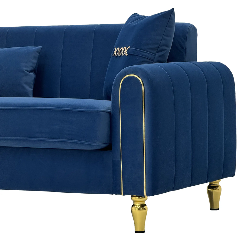 Vintage Blue Velvet 2-Piece Sofa Set by HouseOfZazla