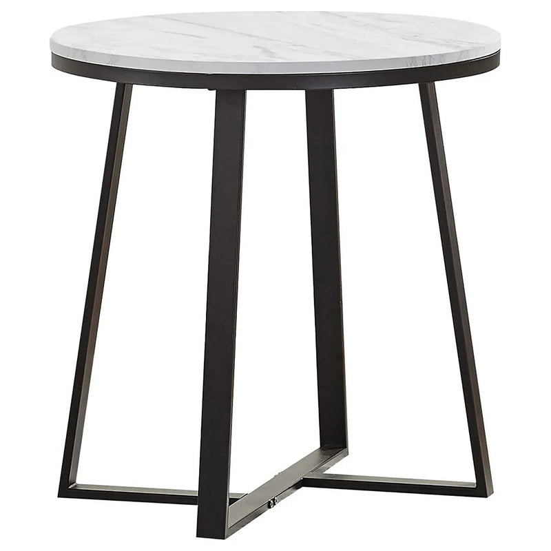Hugo 3-piece Coffee and End Table Set White Faux Marble by Unique Piece Furniture