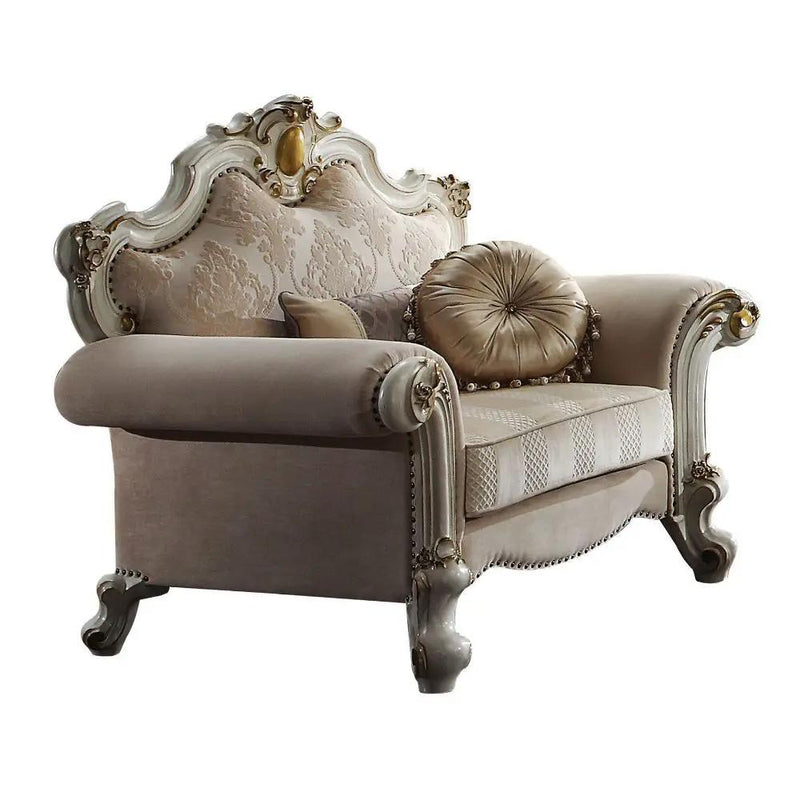 Picardy - Chair With 2 Pillows - Fabric & Antique Pearl by Unique Piece Furniture