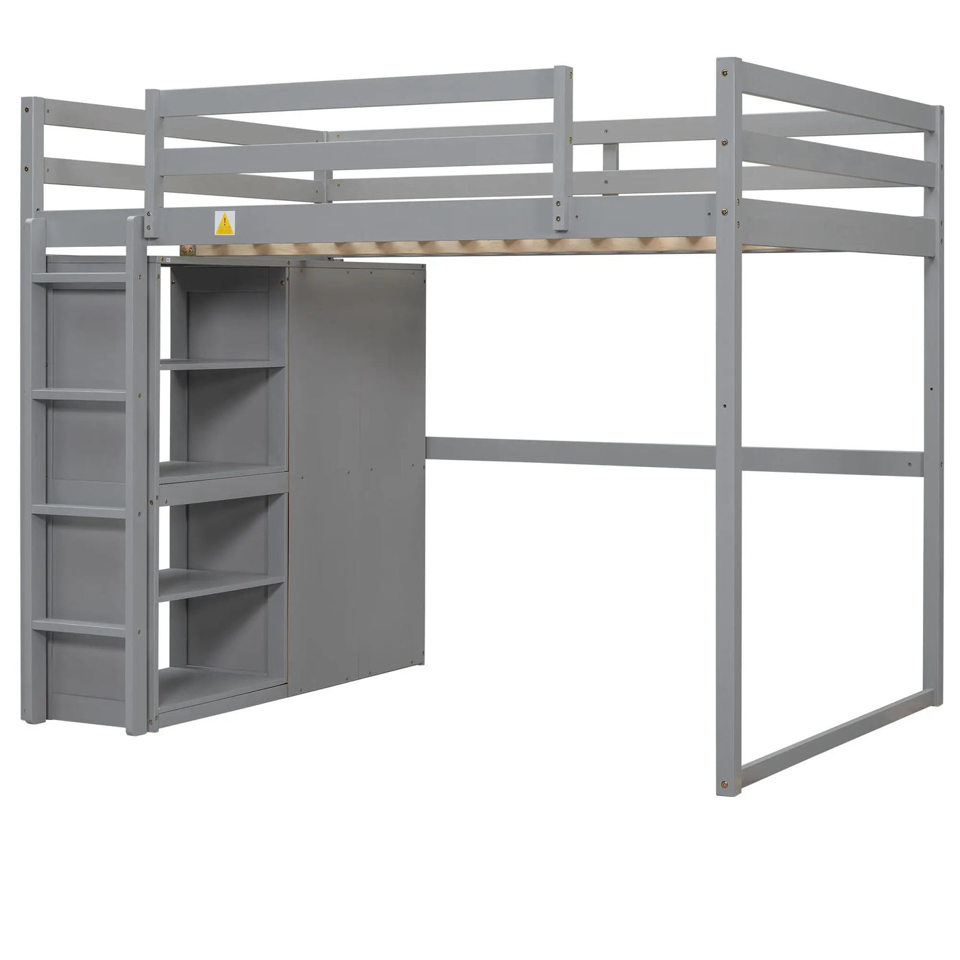 Loft Bed With Built In Wardrobe, Storage Shelves, And LED Light by HouseOfZazla