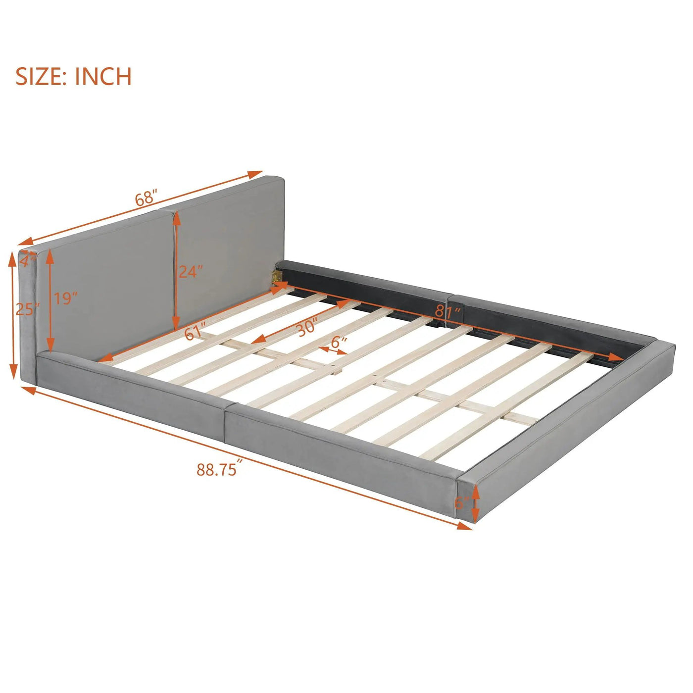 Upholstered Platform Bed, Grounded Bed With Solid Frame by HouseOfZazla