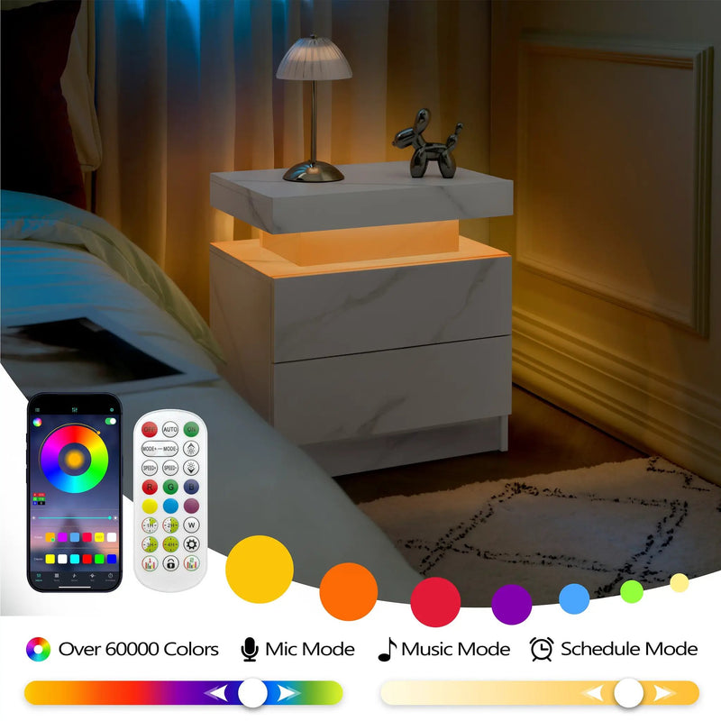 Modern LED Nightstand with 2 Drawers by HouseOfZazla
