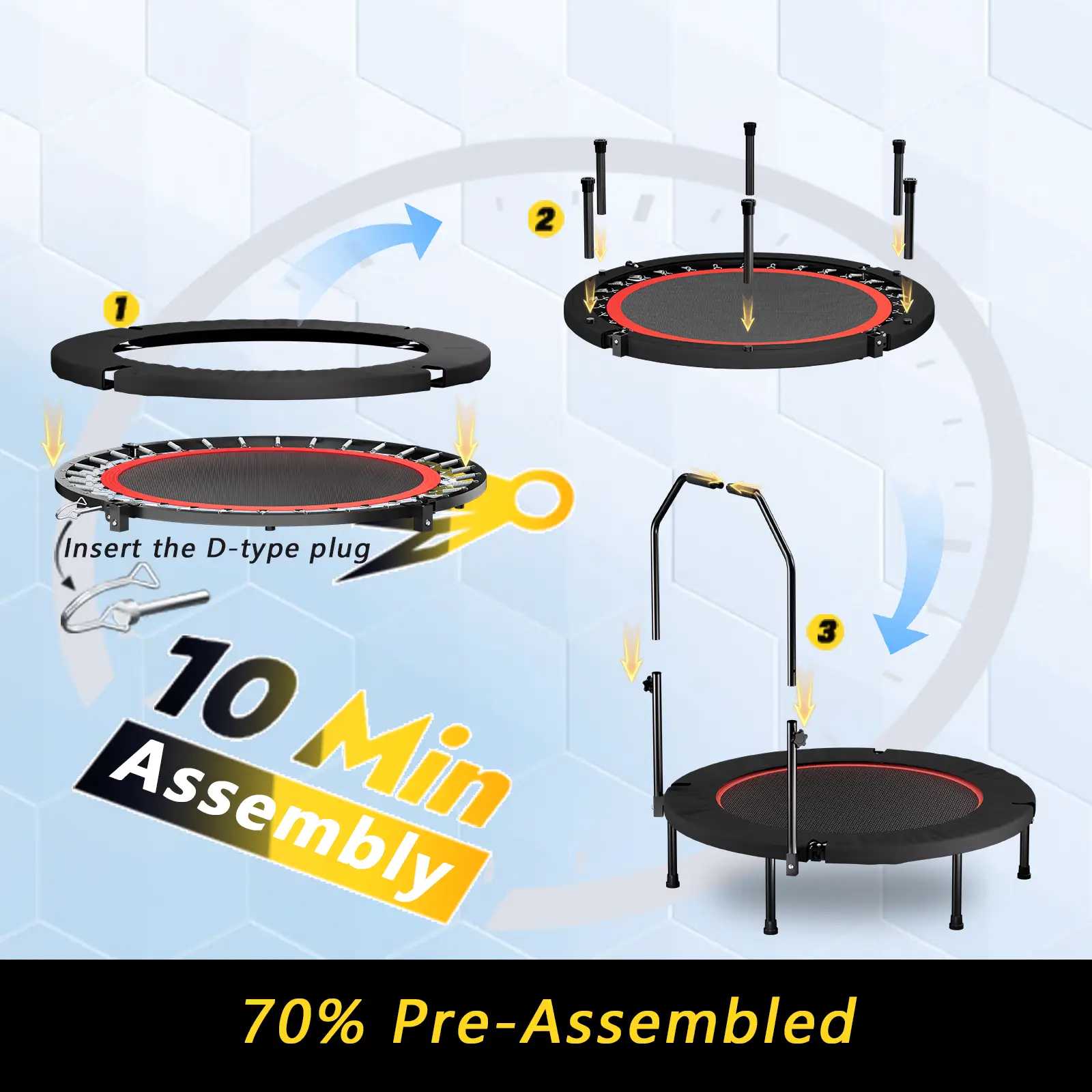 YC 40 Inch Foldable Trampoline with Handle - Standard Spring by HouseOfZazla