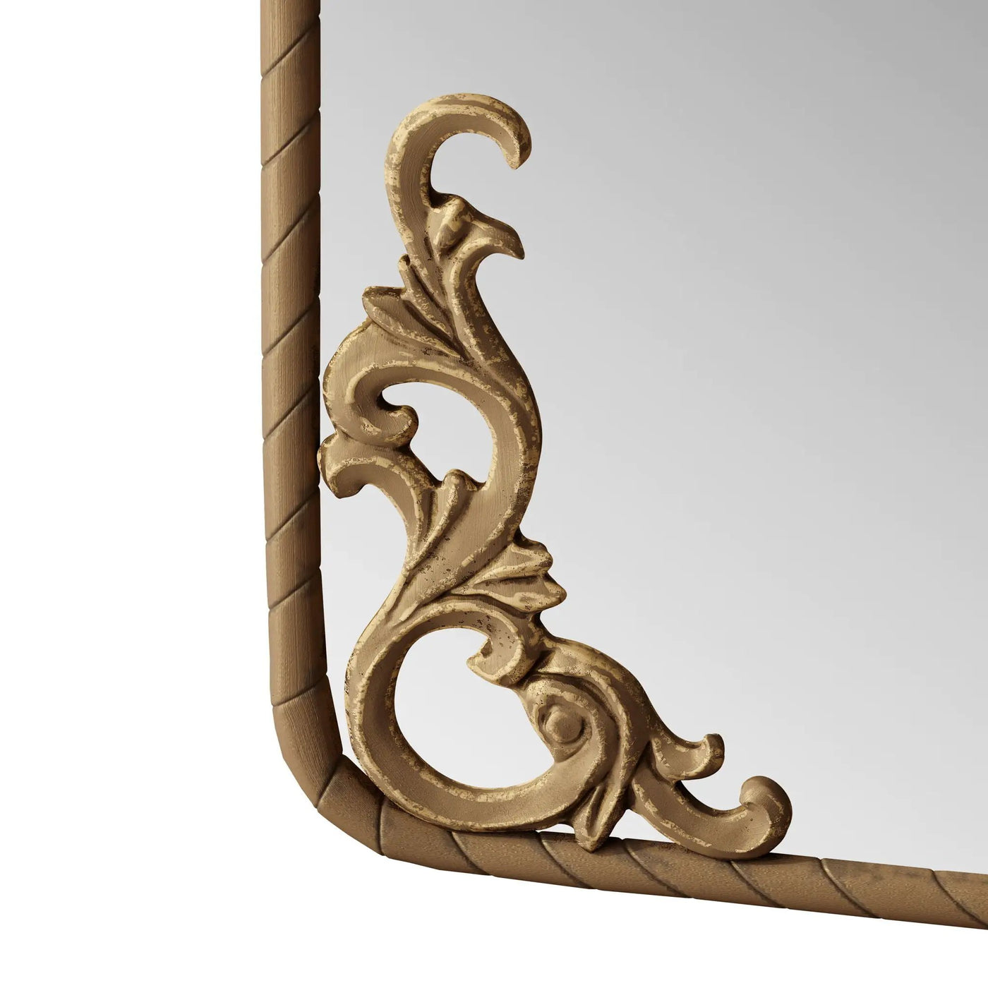 Full Body Arched Mirror With Vintage Carved Applique by HouseOfZazla