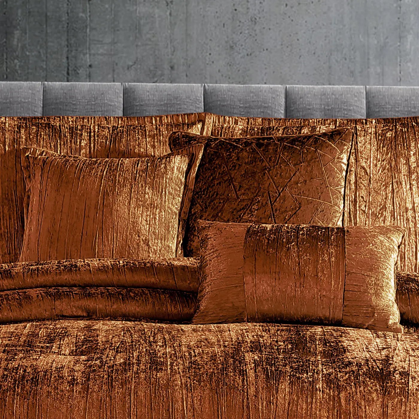Turin 7 Piece Spice Crinkle Velvet Comforter Set by HouseOfZazla