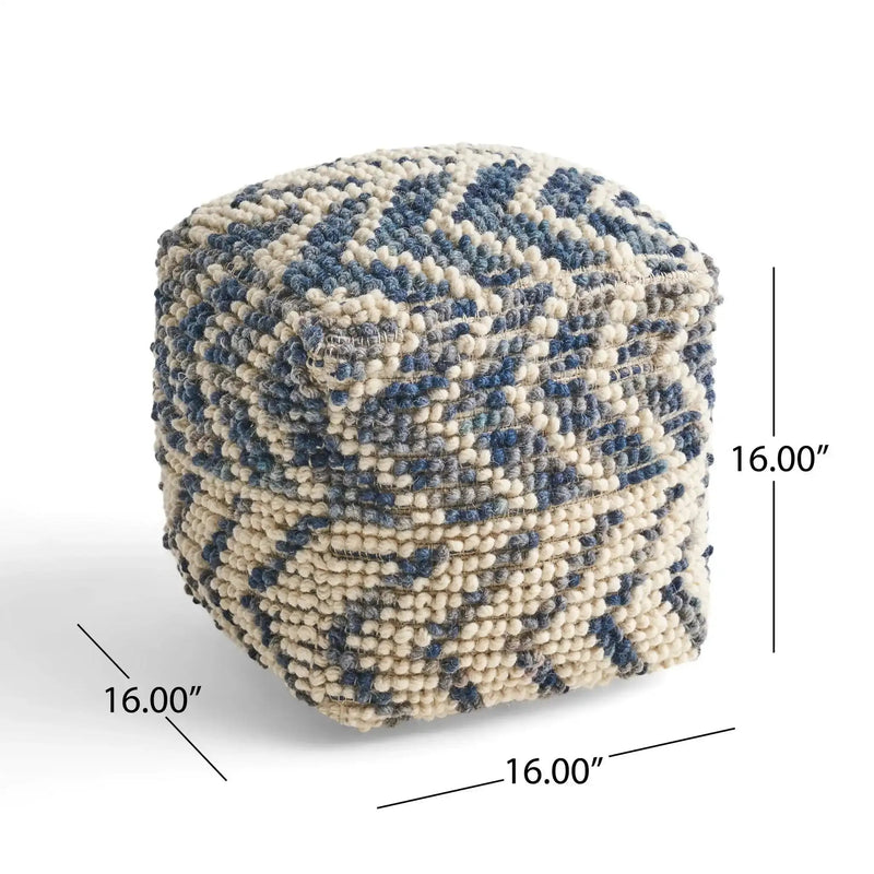 Alina Wool and Cotton Pouf - Natural by HouseOfZazla
