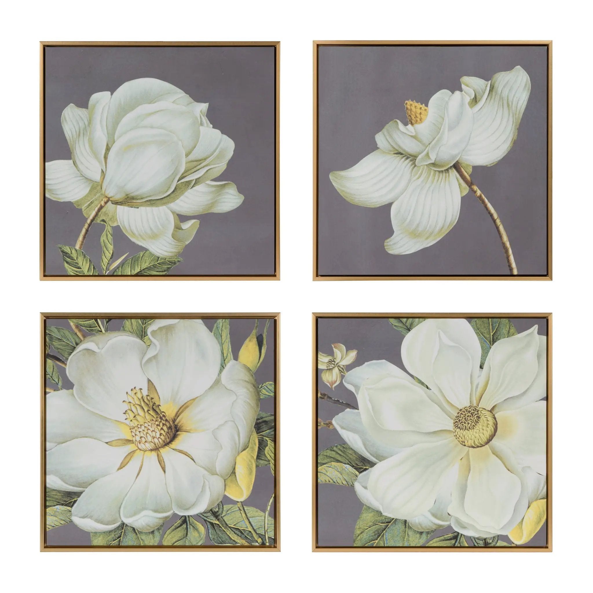 Botanical Wall Art Prints, Home Decor For Living Room Dining Room Bedroom Hallway (Set of 4) - Gray by Unique Piece Furniture