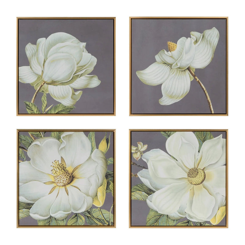 Botanical Wall Art Prints, Home Decor For Living Room Dining Room Bedroom Hallway (Set of 4) - Gray by HouseOfZazla
