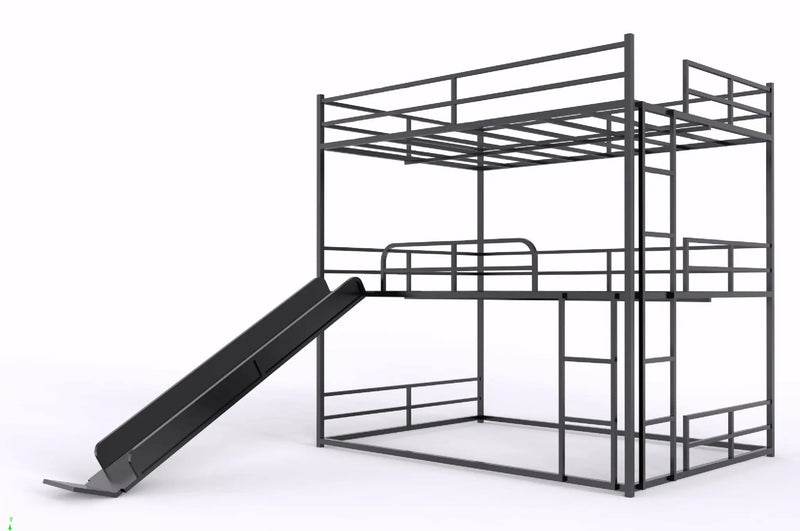 Twin Size House Loft Bed With Slide And Ladder - Black by Unique Piece Furniture