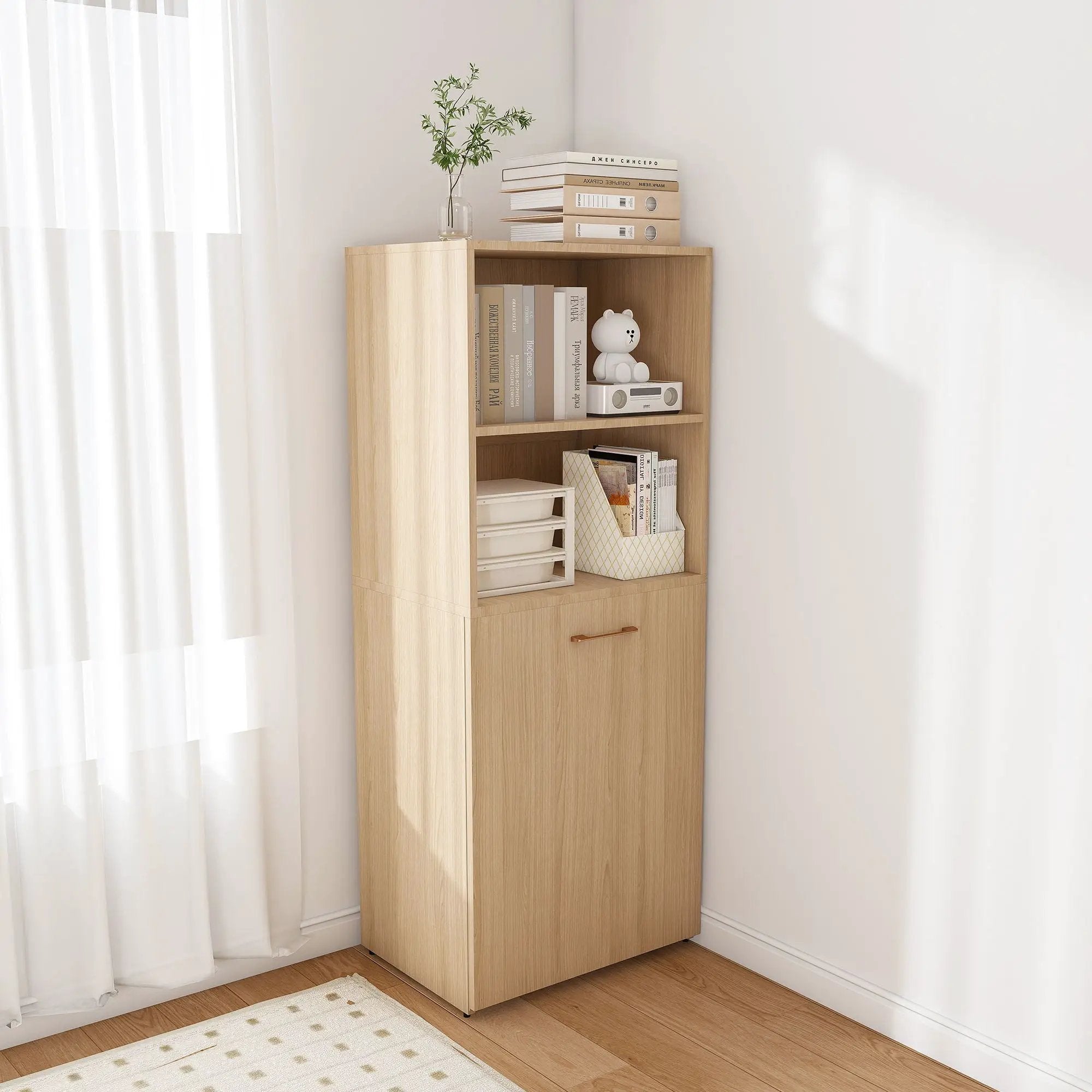 Stretchable Office Desk With Storage Shelves And Mobile Wheels by Unique Piece Furniture