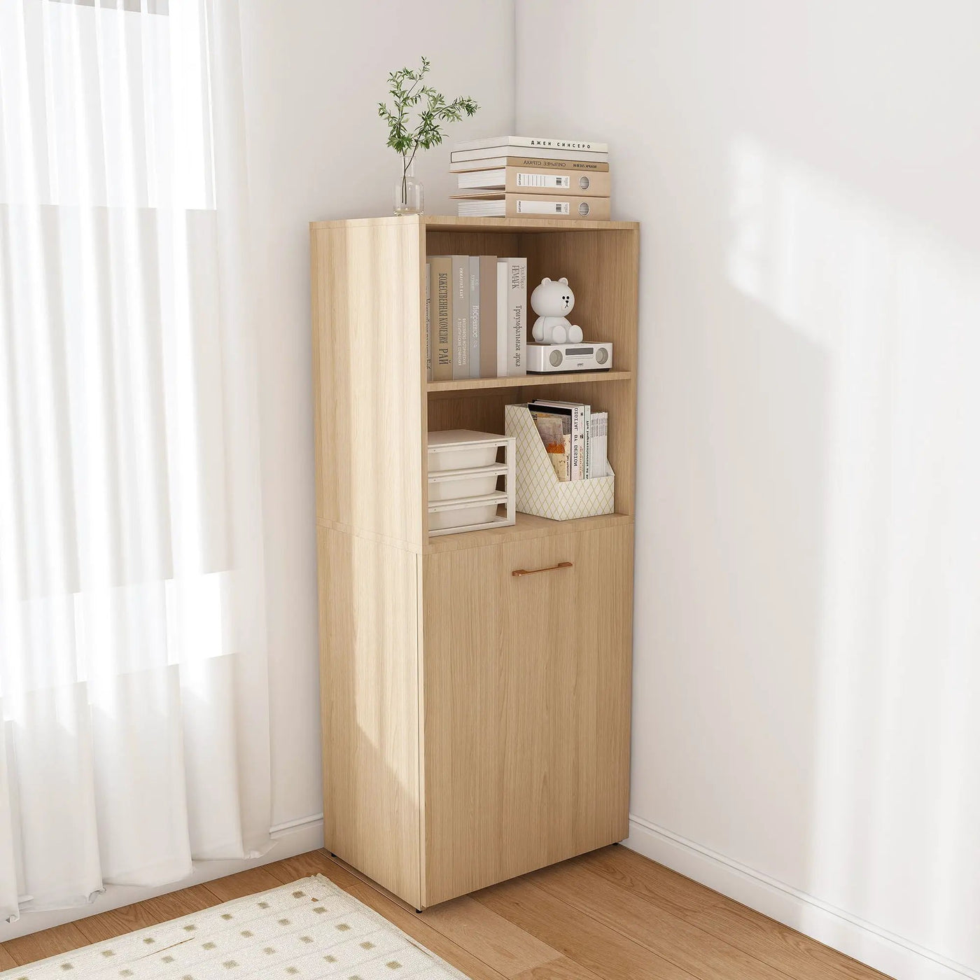 Stretchable Office Desk With Storage Shelves And Mobile Wheels by HouseOfZazla