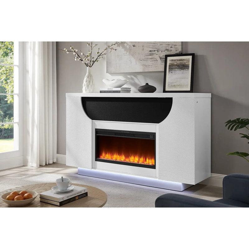 Aurora - Fireplace TV Lift With Adjustable Temperature And LED Colors - White by HouseOfZazla