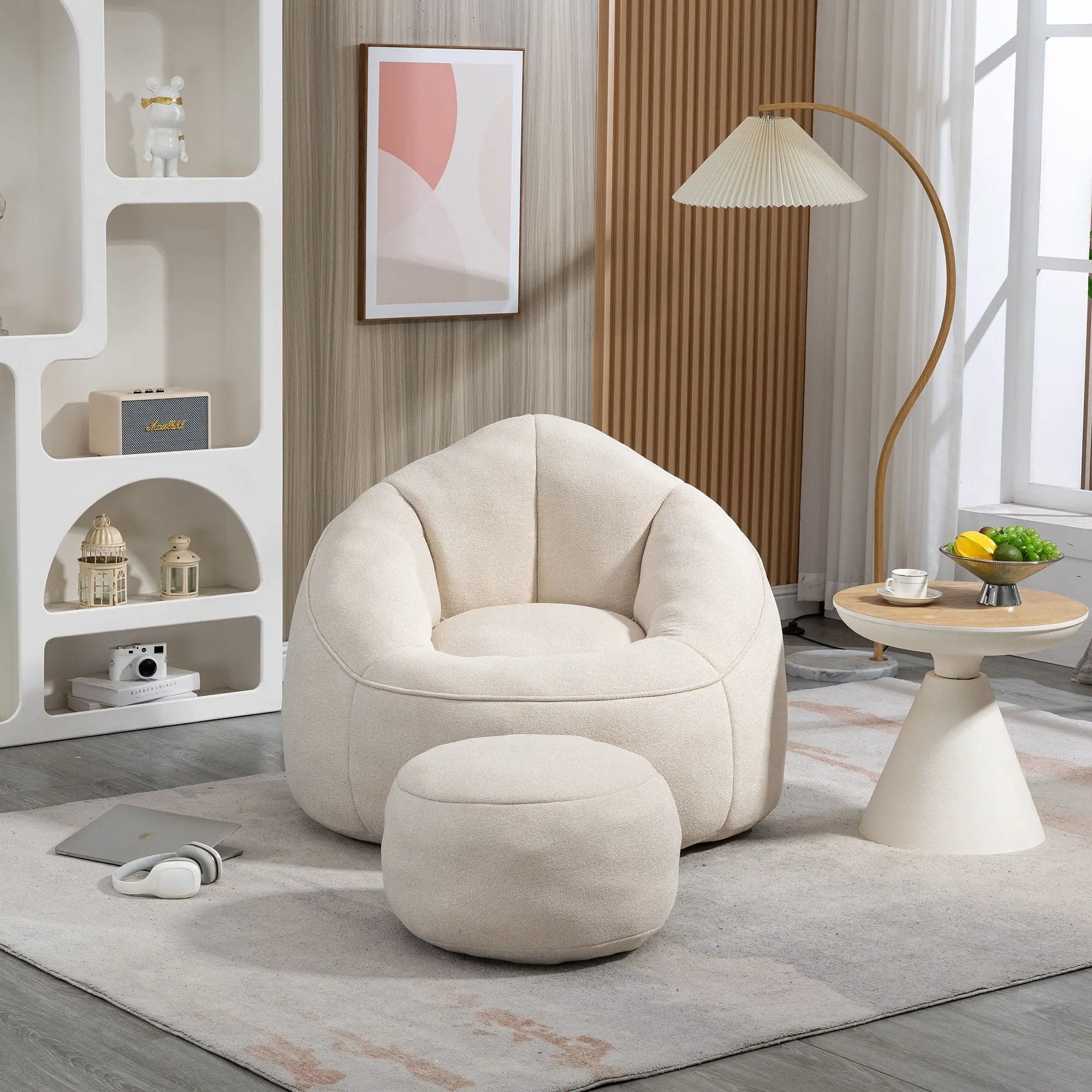 Bedding Bean Bag Sofa Chair High Pressure Foam With Footrest by Unique Piece Furniture