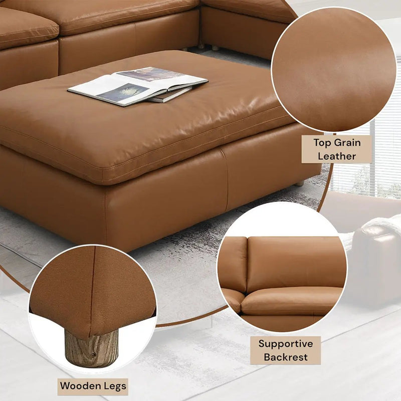 Brighton - Ottoman - Brown Top Grain Leather by Unique Piece Furniture