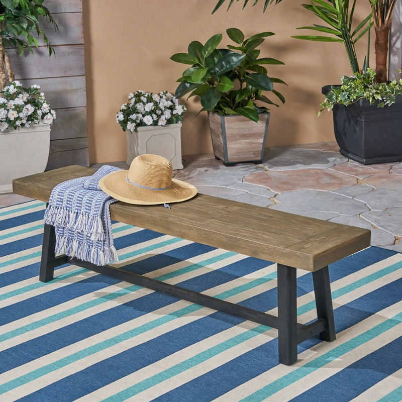 Cloud Outdoor Bench With Acacia Wood Frame And Slat Panel Design by HouseOfZazla