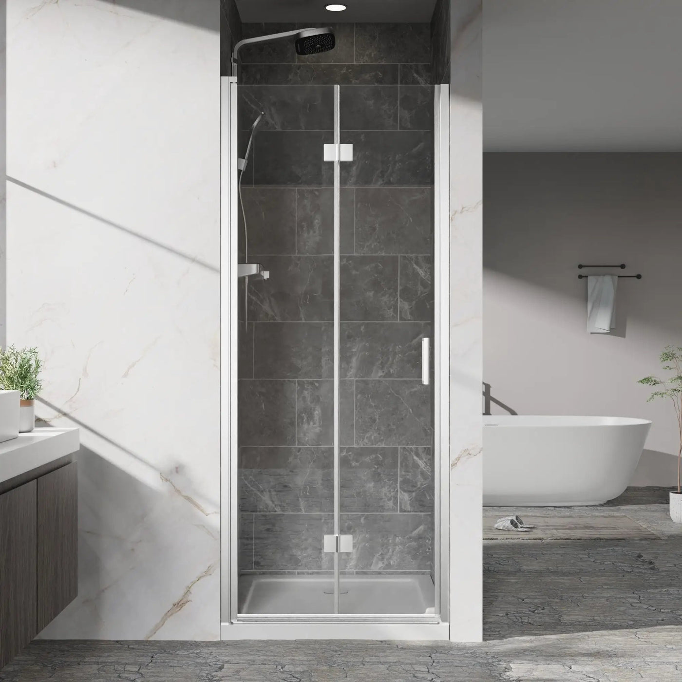 Bifold Frameless Shower Door With Tempered Clear Glass by HouseOfZazla