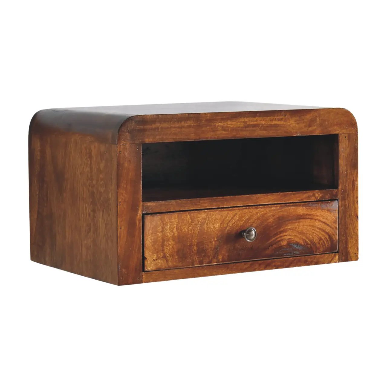 Chunky Chestnut Floating Bedside, 1-Drawer, 1 Open Slot by HouseOfZazla