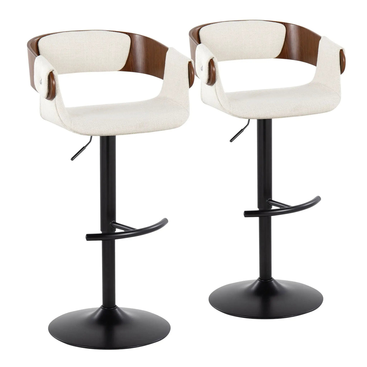 Elisa - Mid Century Modern Adjustable Barstool With Swivel & Rounded T Footrest (Set of 2) by HouseOfZazla