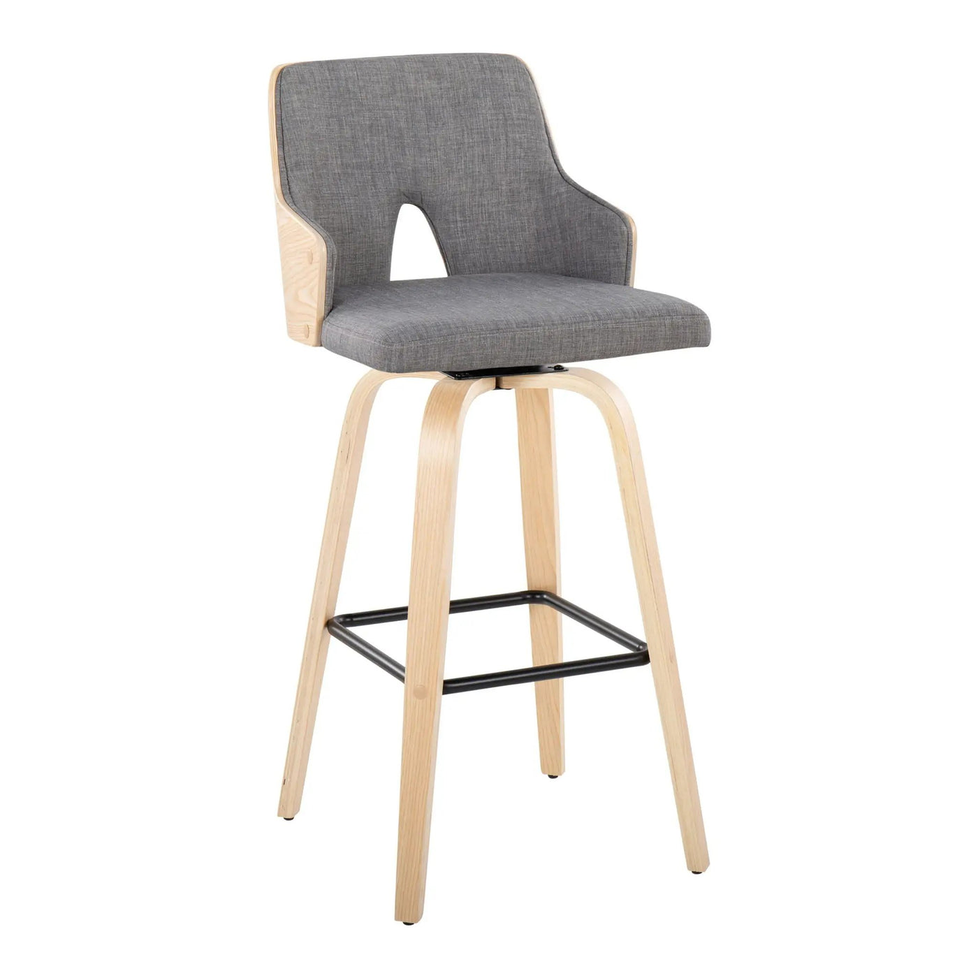 Stella - Contemporary Fixed Height Barstool With Swivel Square Footrest (Set of 2) by HouseOfZazla
