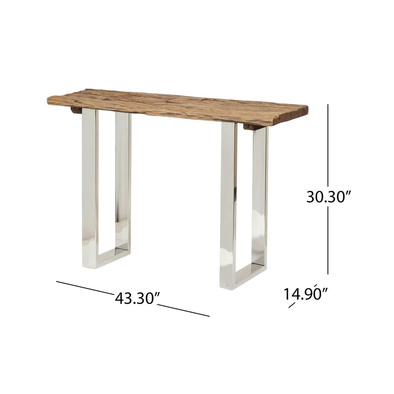 Rustic Glam Console Table With Reclaimed Wood And Iron Frame - Natural by HouseOfZazla