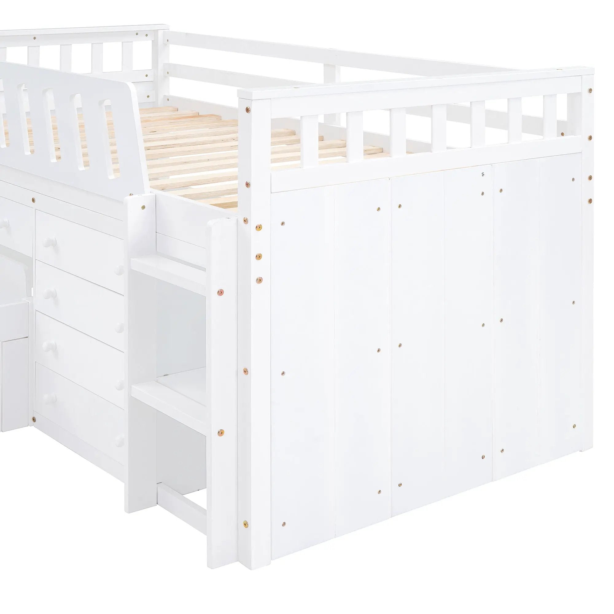Loft Platform Bed With 7 Drawers And Full Guardrails, Modern L Shaped Space Savin by HouseOfZazla