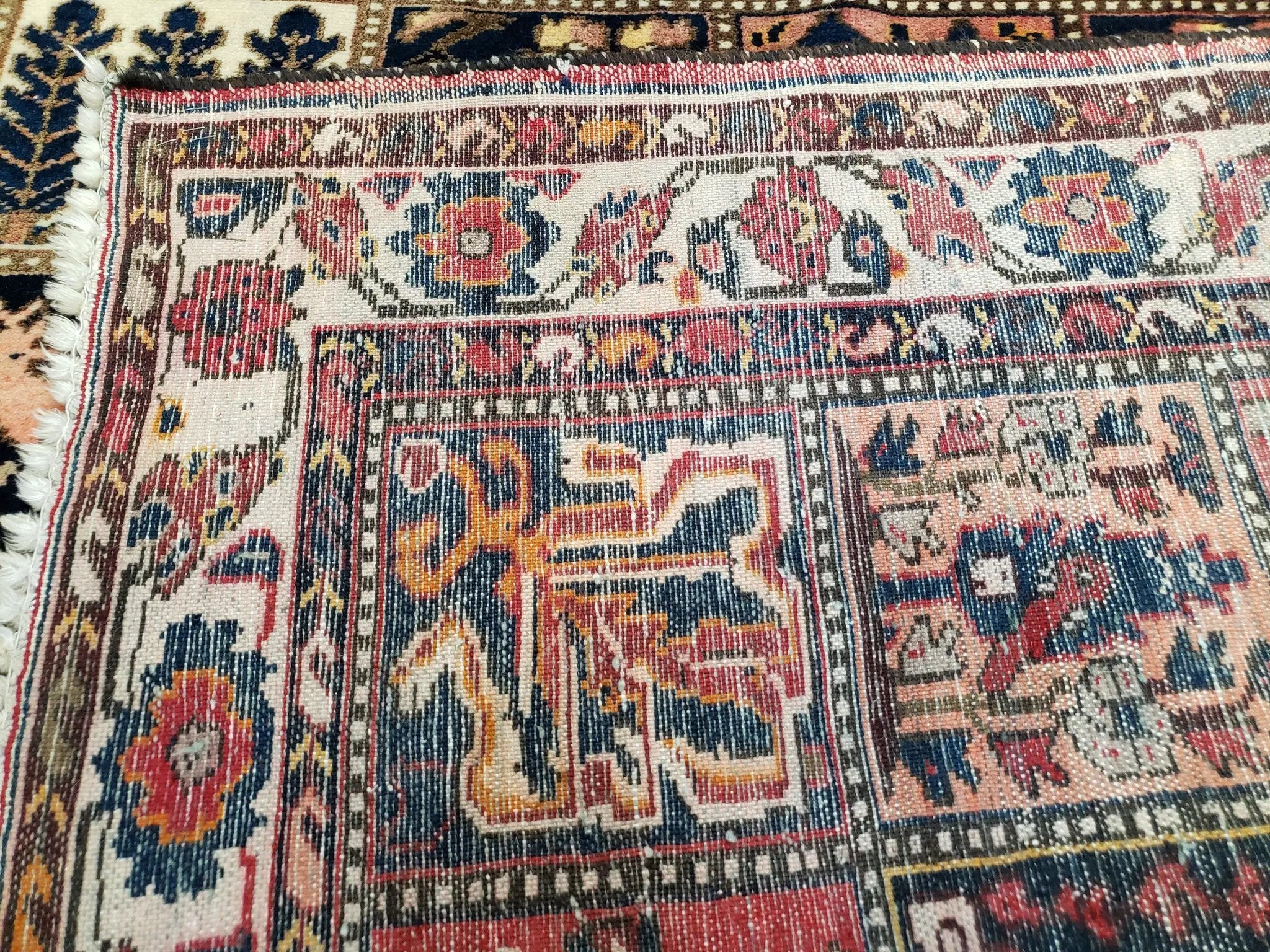Antique Persian Bakhtiari Rug circa 1920s, Kheshti Panel Design, Wool, Hand-Knotted, 5'3" x 10' by Jewel Rugs