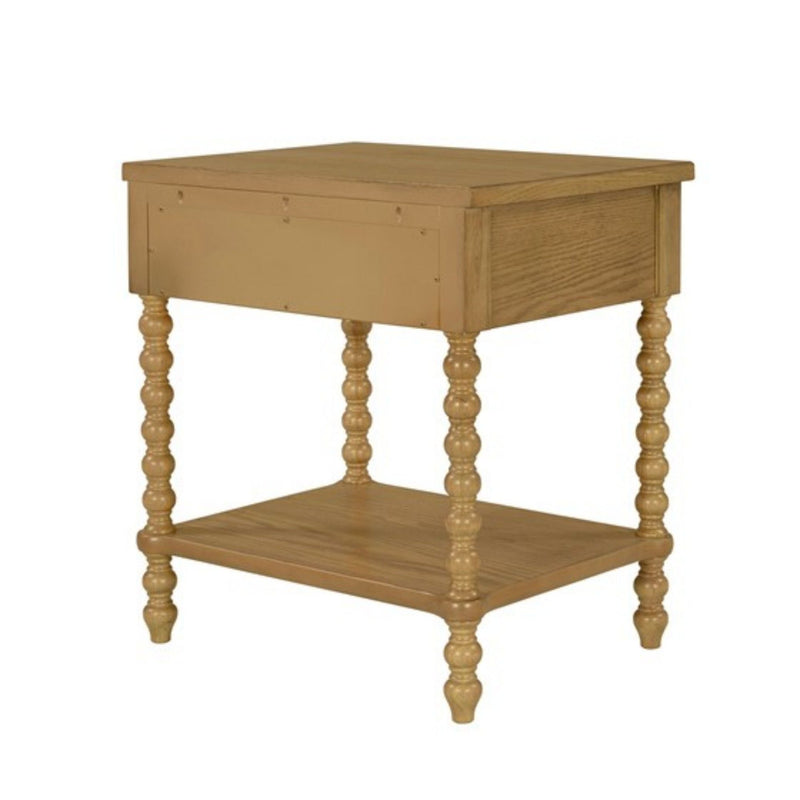 Traditional Nightstand Table with Drawer and Shelf - Light Brown, photo 9 of 20